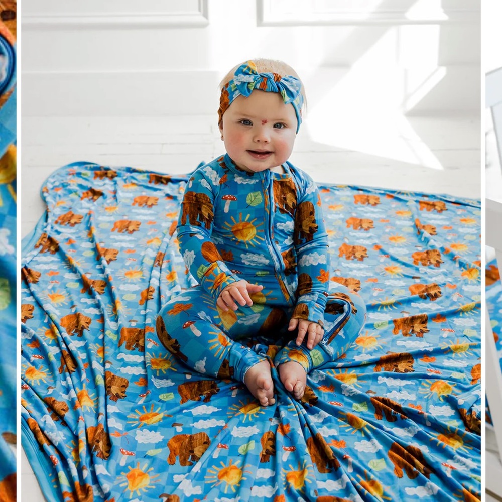 Dream Big Little Co. Bear-y Blue Skies Dream Bamboo Romper Pajama NWT